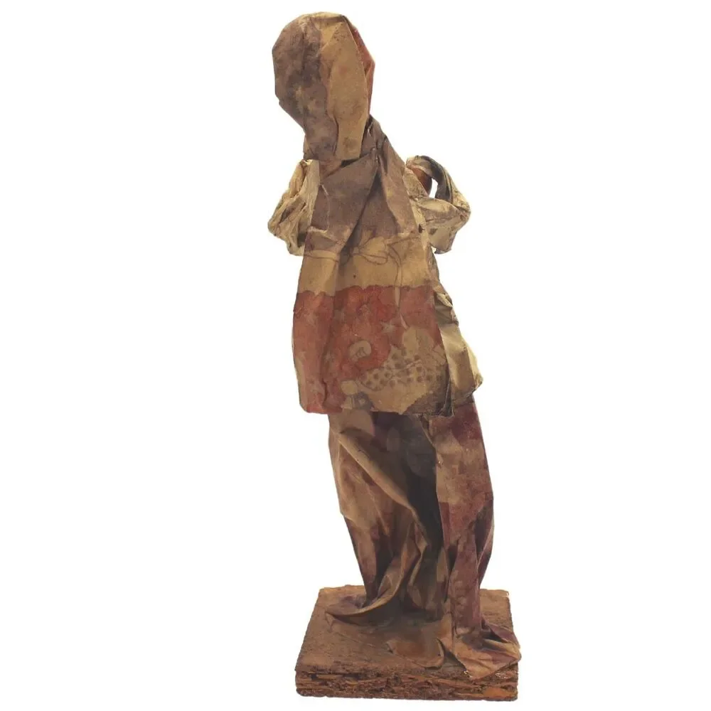 Vintage Mexican Cartonería Villager Figurine Paper Mache Sculpture Boho Folk Art